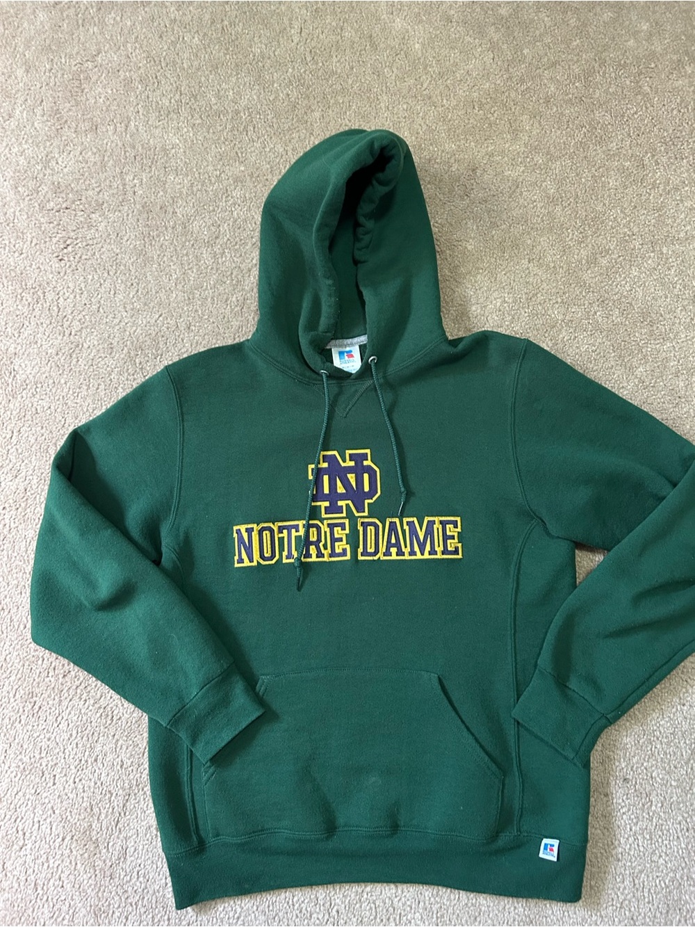 Russell Athletic Dark Green Hoodie with Yellow Logo
